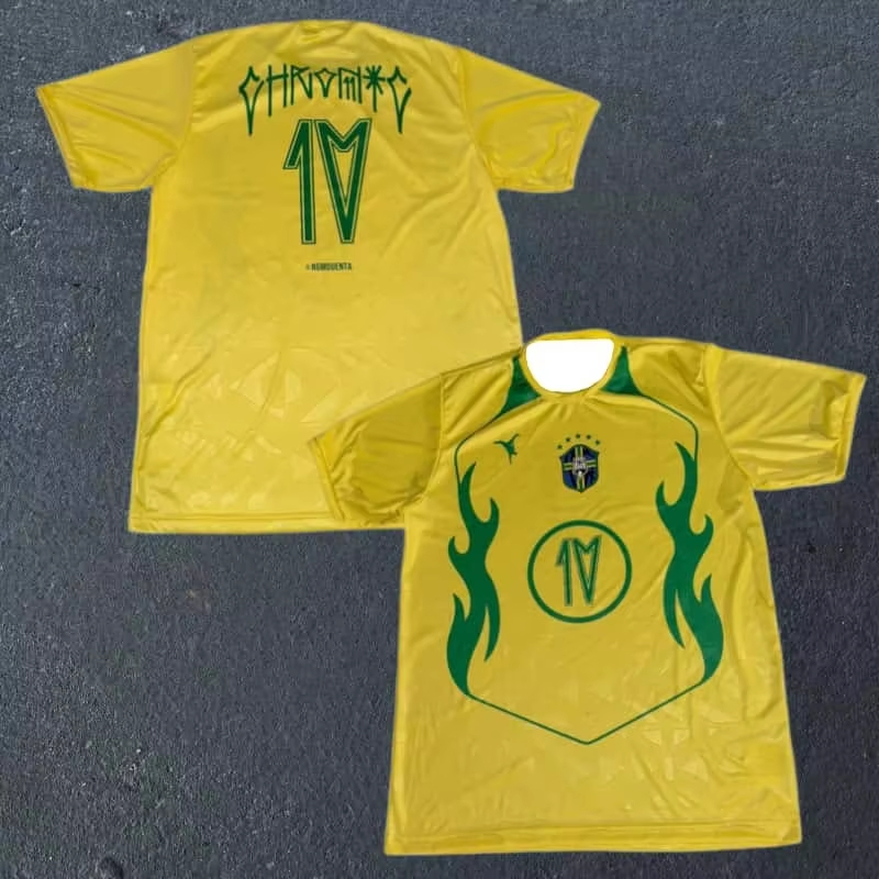 Street Fashion Brazil - 2026 Zomer Nieuw Braziliaans-thema Geel/Zwart Jersey