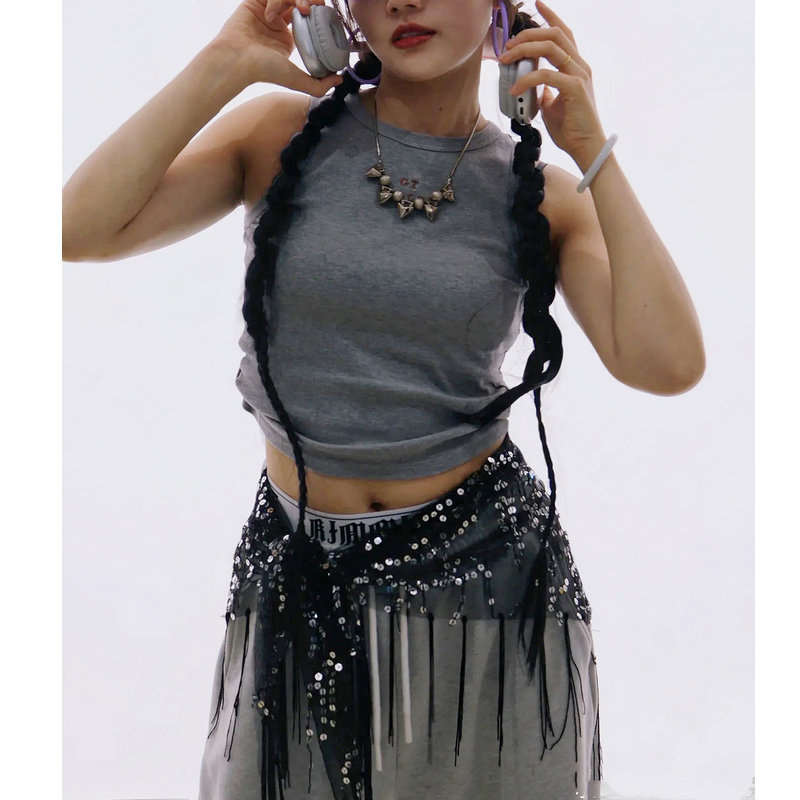 Street Fashion India - Mode Pailletten Buikdansriem Kwastjes Jazzdans Hippe