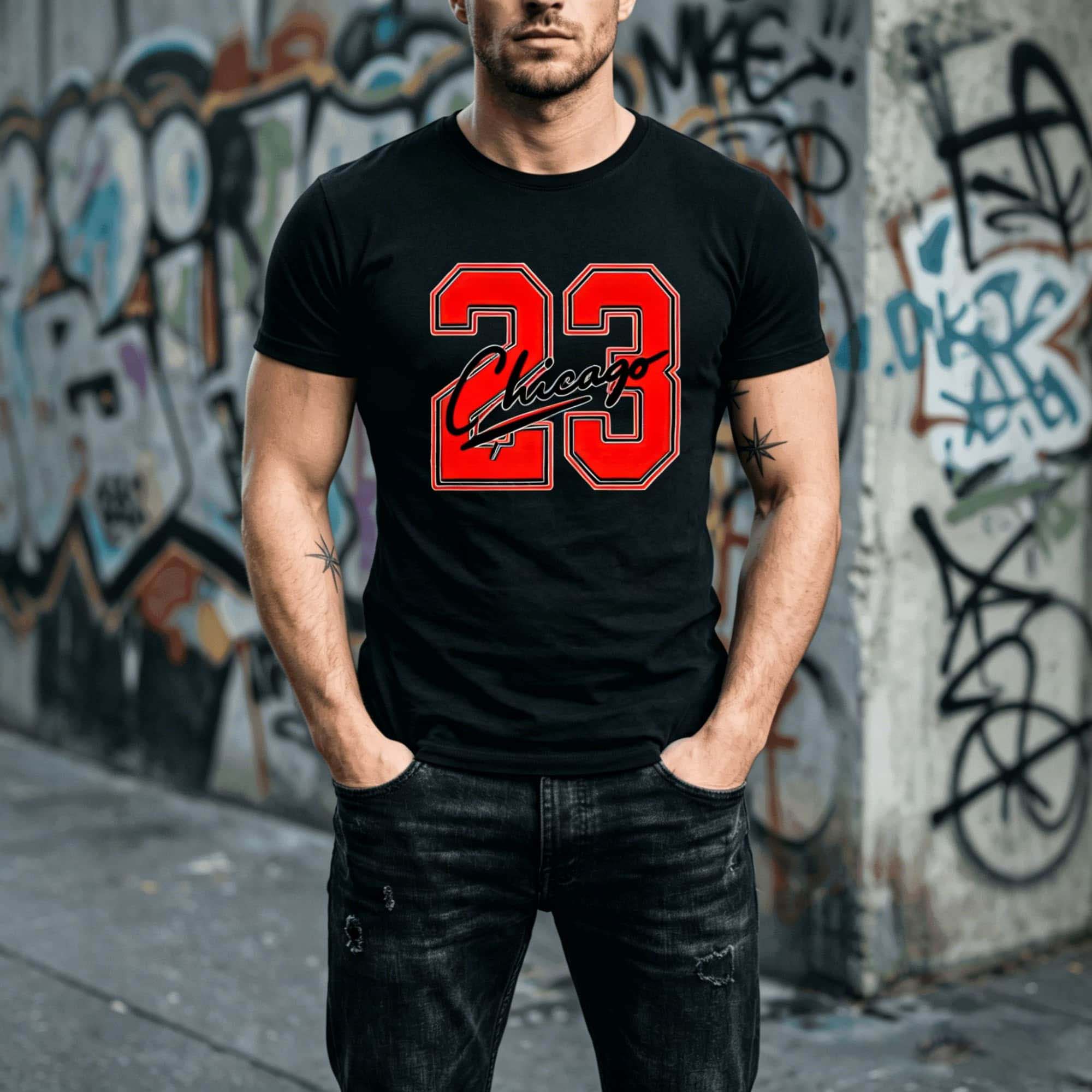 Street Fashion Chicago - Zomer Heren Chicago Cursive Script Nummer