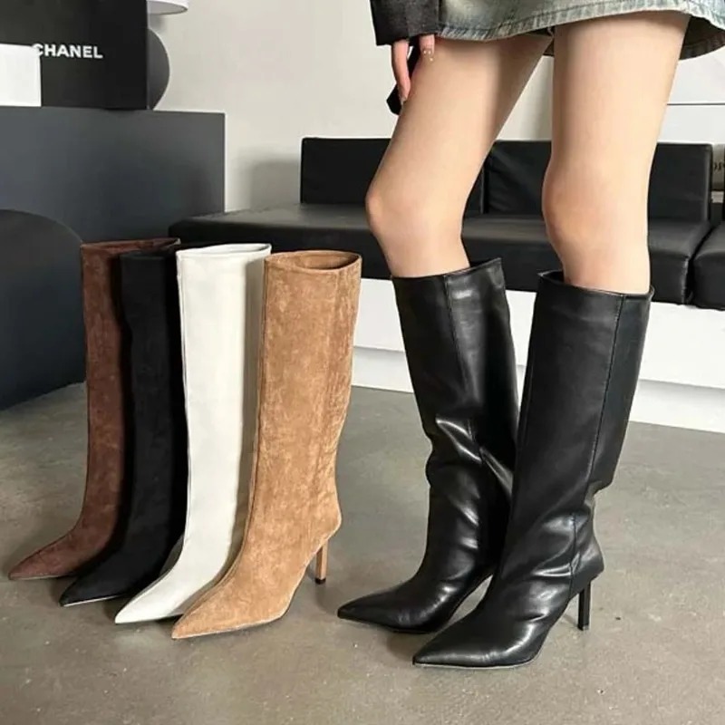 French Street Fashion - Luxe Vrouwen Lange Laarzen Mode Suede
