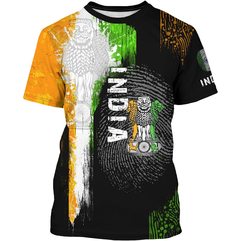 Street Fashion India - India Vlag Print T-shirt Herenkleding Ronde