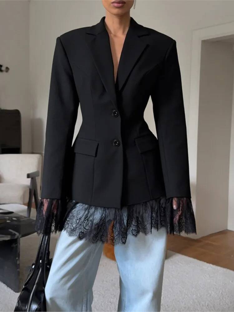 Street Fashion Taiwan - Elegante Kanten Blazer Jas Damesmode Kantoor