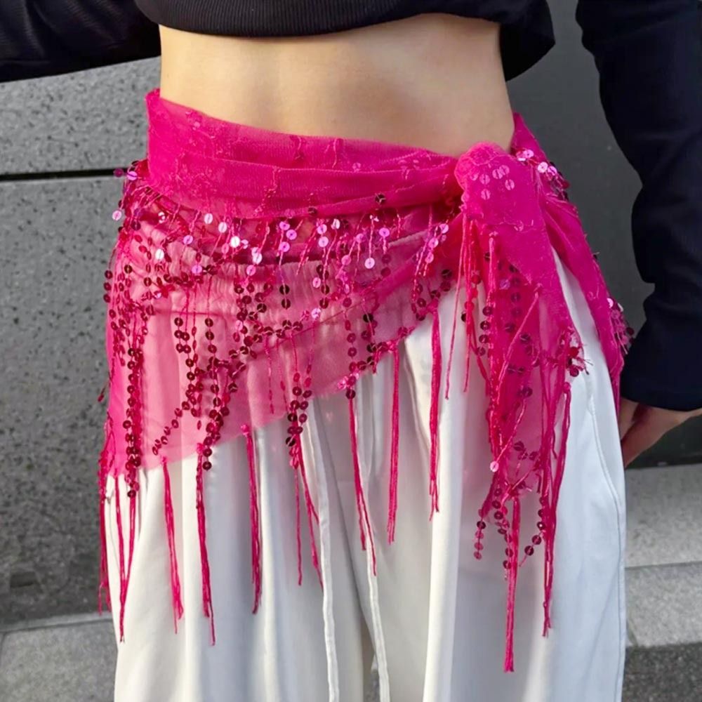 Street Fashion India - Mode Pailletten Buikdansriem Kwastjes Jazzdans Hippe