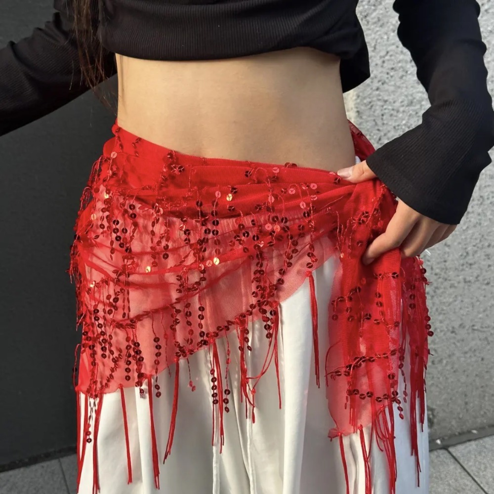 Street Fashion India - Mode Pailletten Buikdans Riem Kwasten Jazzdans
