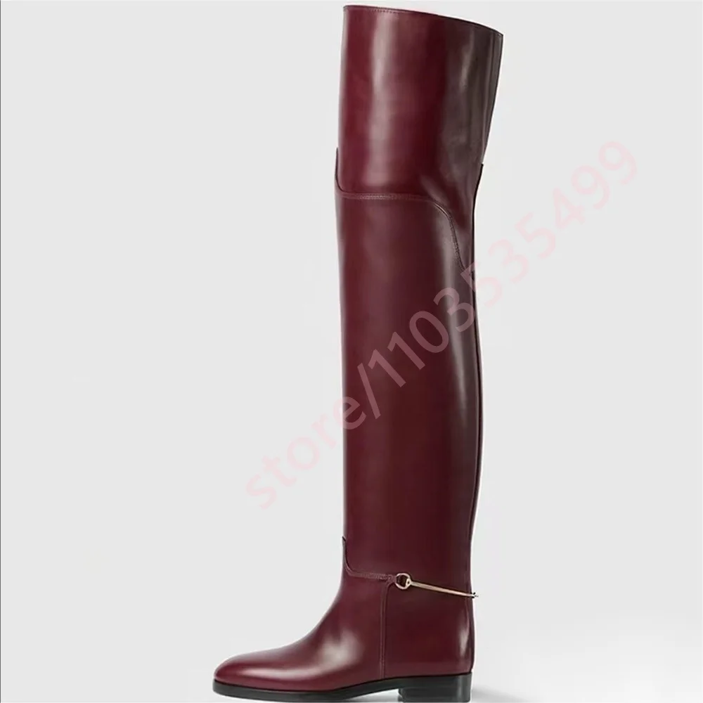Street Fashion Lady - 2025 Dames Ronde Neus Overknee Leren