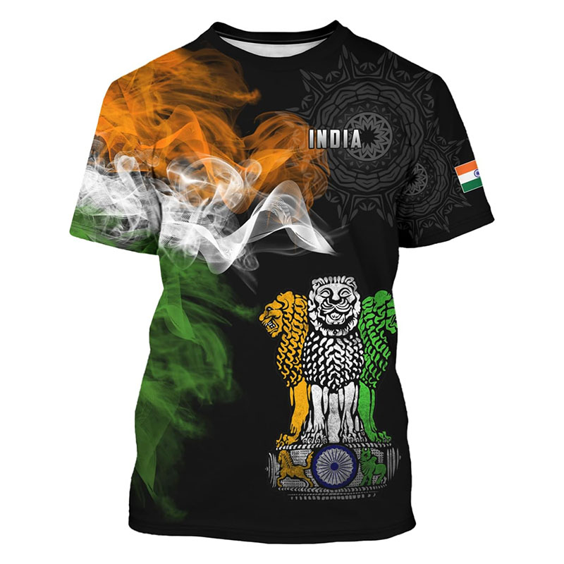 Street Fashion India - India Vlag Print T-shirt Herenkleding Ronde