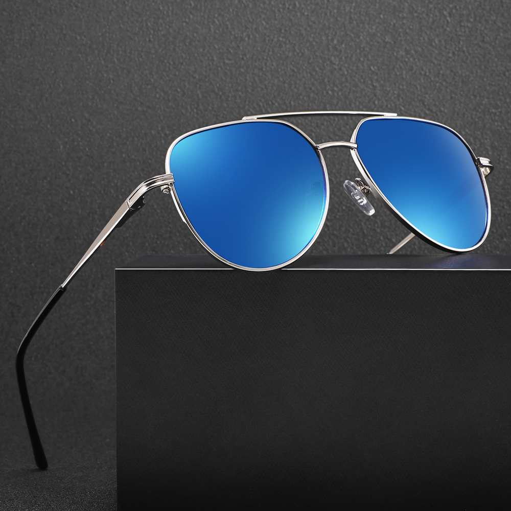 Street Fashion Walk - KIDIN dunne metalen pilotenzonnebril met dubbele