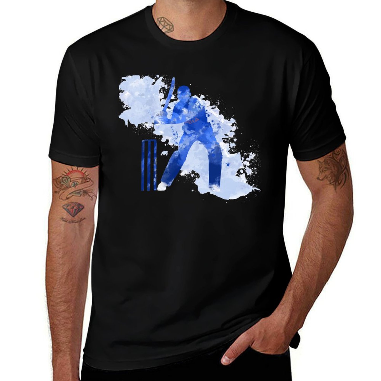Street Fashion India - INDIA CRICKET - BATSMAN aquarel splatters