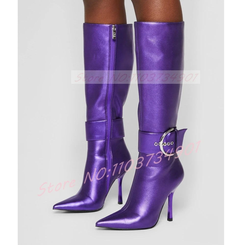 Paarse glanzende laarzen met r - Street Fashion Lady recensie en prijs