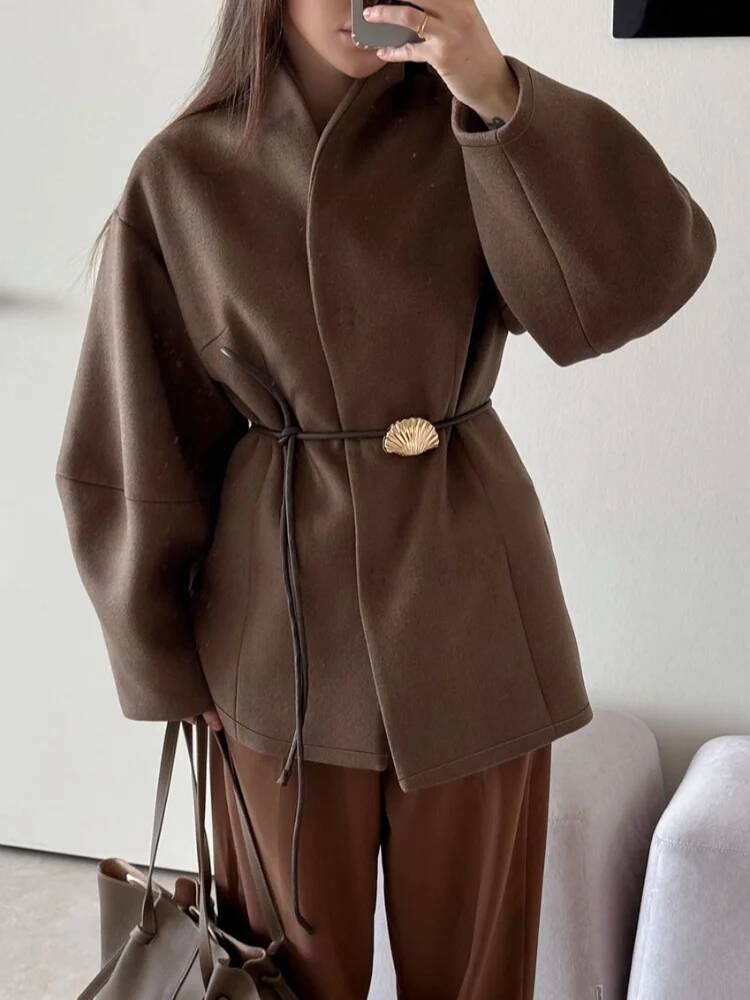 Chique effen wollen damesjas,  - Street Fashion Taiwan recensie en prijs