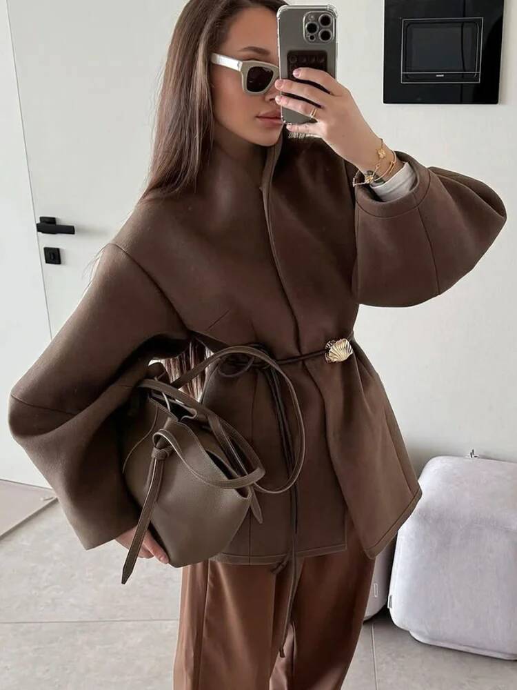 Chique effen wollen damesjas,  - Street Fashion Taiwan recensie en prijs