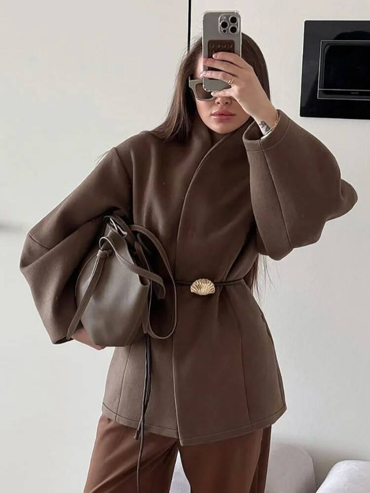 Chique effen wollen damesjas,  - Street Fashion Taiwan recensie en prijs