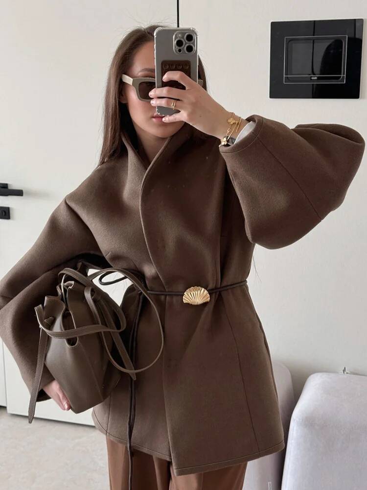 Chique effen wollen damesjas,  - Street Fashion Taiwan recensie en prijs