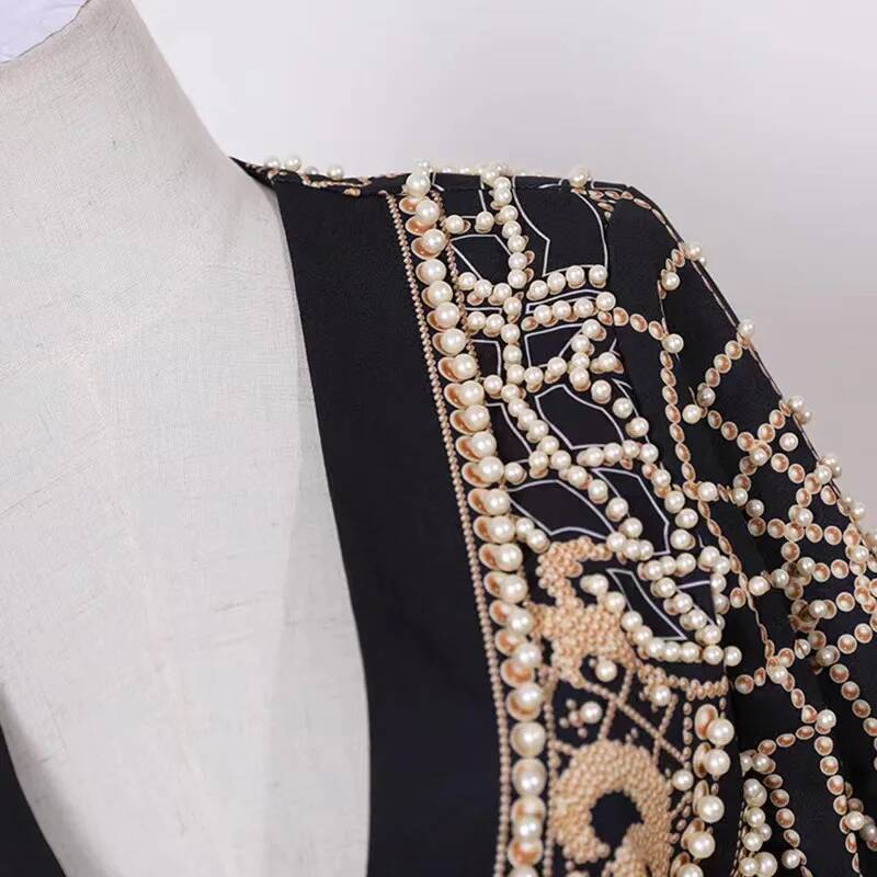 Mode kralen V-hals blazers jas - Street Fashion Taiwan recensie en prijs