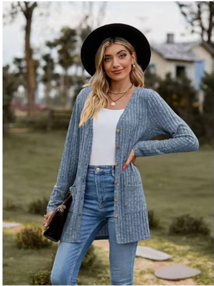 Knoop effen kleur lange mouwen - Street Fashion Taiwan recensie en prijs