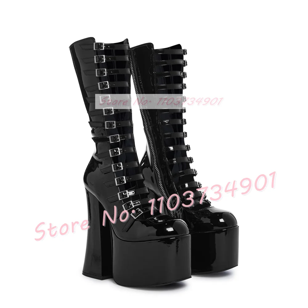 Zwart Platform Strappy Mid Kui - Street Fashion Lady recensie en prijs