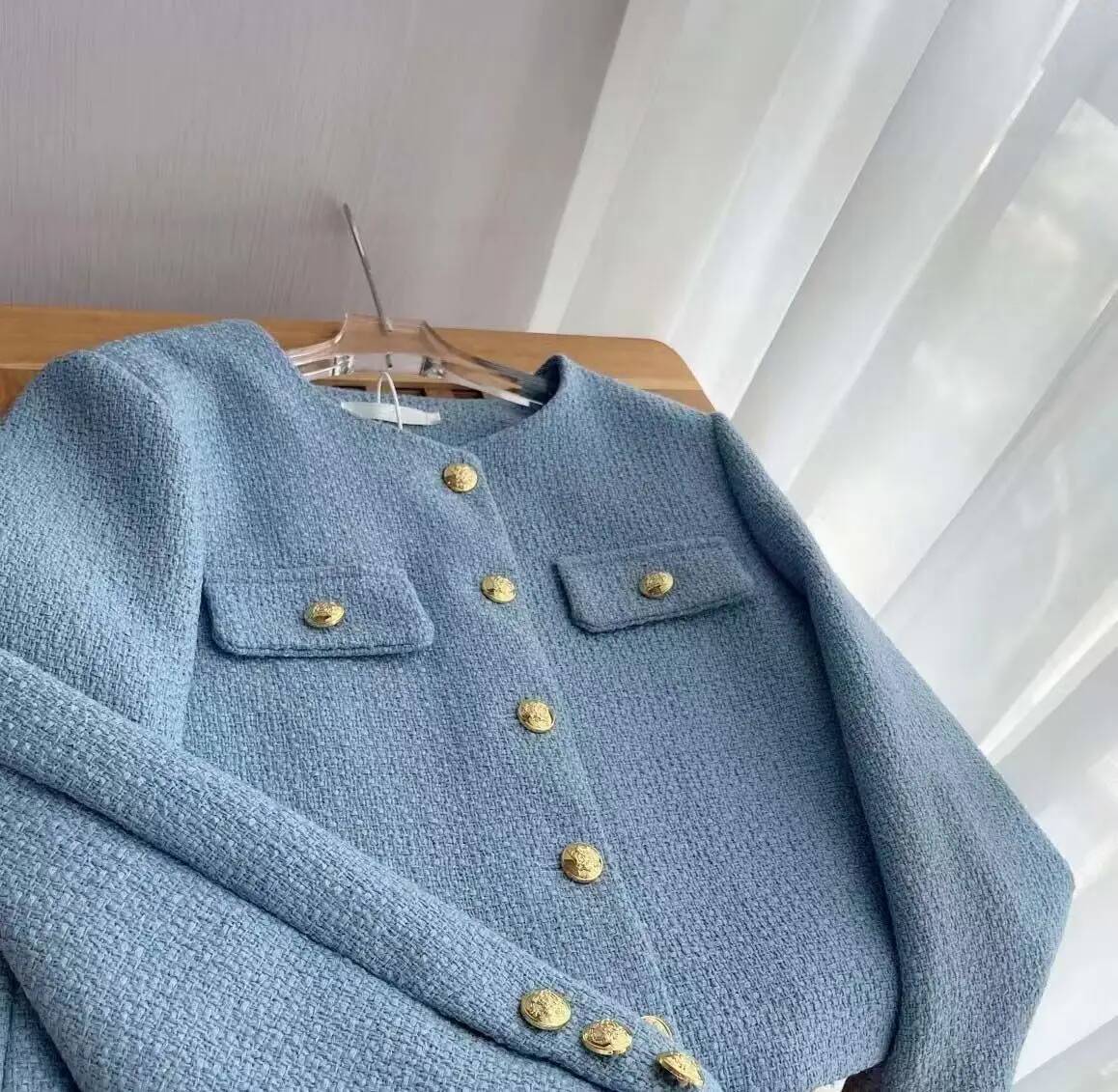 Mode geruite tweed jas met fra - Street Fashion Taiwan recensie en prijs